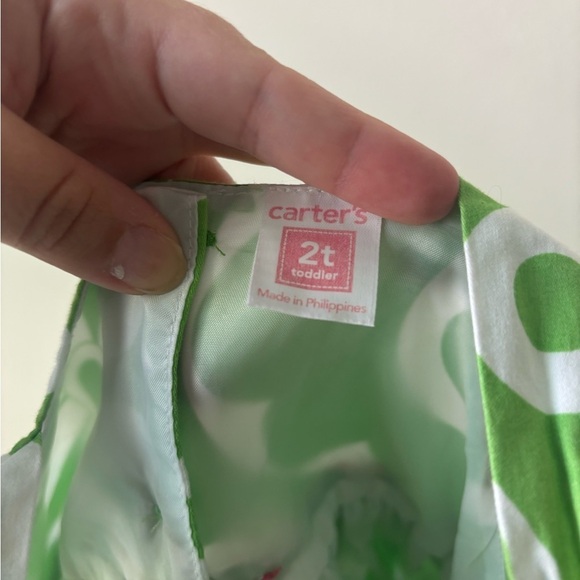 Carters toddler summer dress color white‎ and green size 2t - Picture 2 of 5